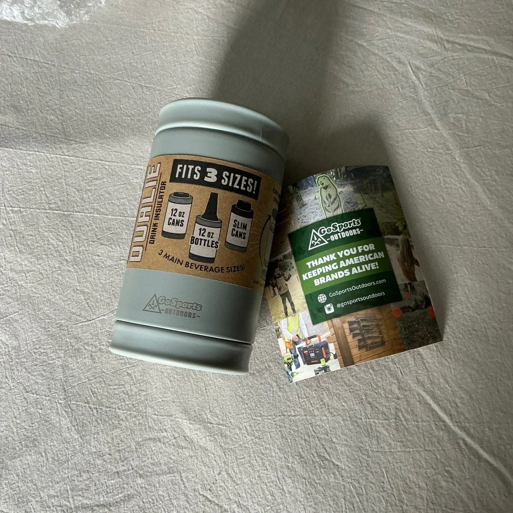 GoSports Outdoors Dualie Drink Insulator Fog Gray Vacuum Insulated Can‎ Cooler